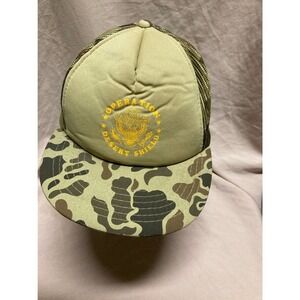 𝅺vintage camo Operation Desert Shield Trucker Style Snapback Hat